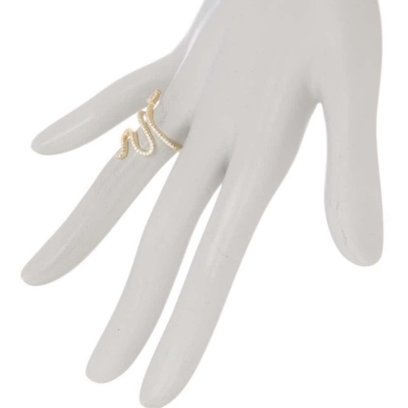 14K Gold Plated Swarovski Crystal Winding Ring - Picture 2 of 3